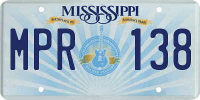 MS license plate MPR138