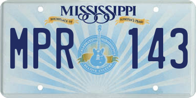 MS license plate MPR143