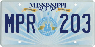 MS license plate MPR203