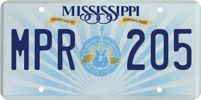 MS license plate MPR205