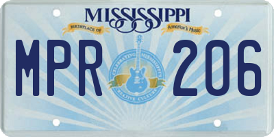 MS license plate MPR206