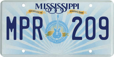 MS license plate MPR209