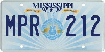 MS license plate MPR212