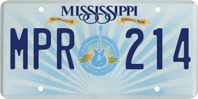 MS license plate MPR214