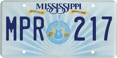 MS license plate MPR217