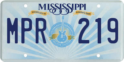 MS license plate MPR219