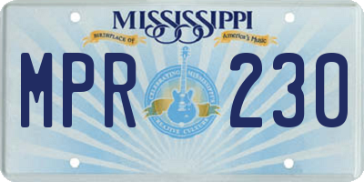 MS license plate MPR230