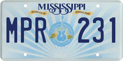 MS license plate MPR231