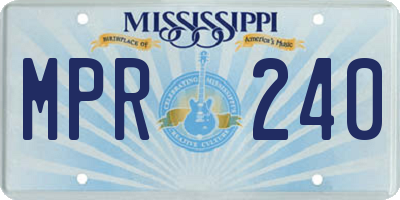 MS license plate MPR240