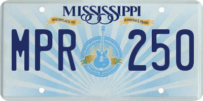 MS license plate MPR250