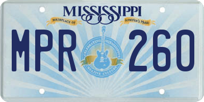 MS license plate MPR260