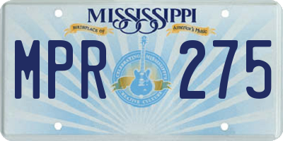 MS license plate MPR275