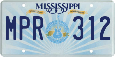 MS license plate MPR312