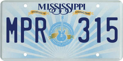 MS license plate MPR315