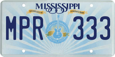MS license plate MPR333