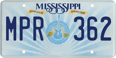 MS license plate MPR362