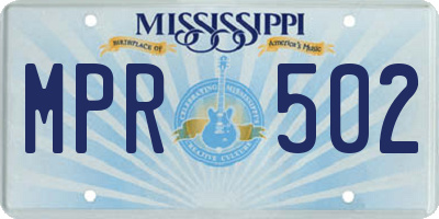 MS license plate MPR502
