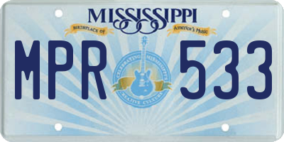 MS license plate MPR533