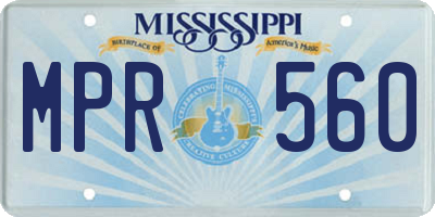 MS license plate MPR560