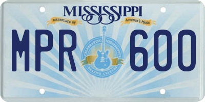 MS license plate MPR600
