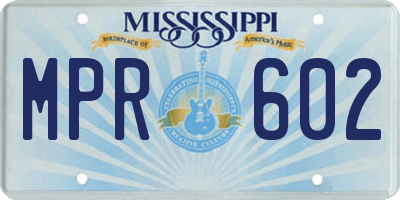 MS license plate MPR602