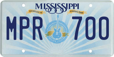 MS license plate MPR700