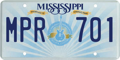 MS license plate MPR701
