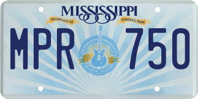 MS license plate MPR750