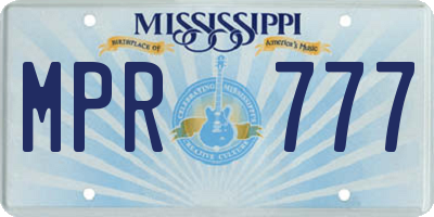MS license plate MPR777