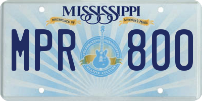 MS license plate MPR800