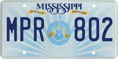 MS license plate MPR802