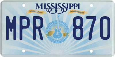 MS license plate MPR870