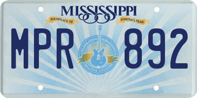MS license plate MPR892