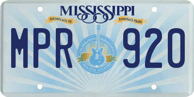MS license plate MPR920
