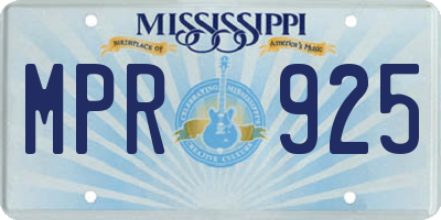 MS license plate MPR925