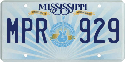 MS license plate MPR929