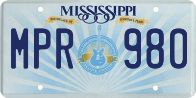 MS license plate MPR980