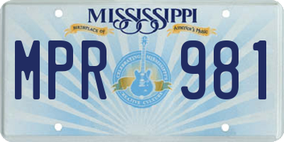 MS license plate MPR981