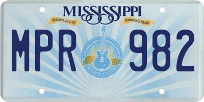 MS license plate MPR982