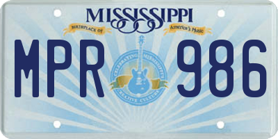 MS license plate MPR986