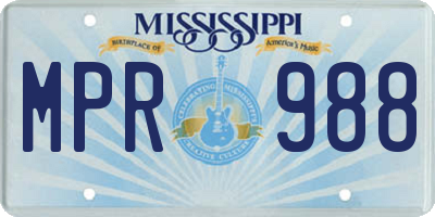 MS license plate MPR988