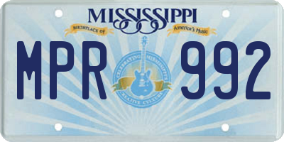 MS license plate MPR992