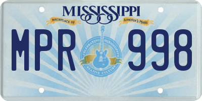 MS license plate MPR998