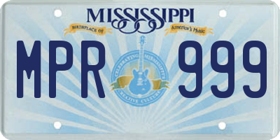 MS license plate MPR999