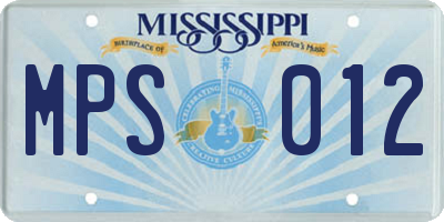 MS license plate MPS012