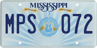 MS license plate MPS072