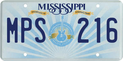 MS license plate MPS216