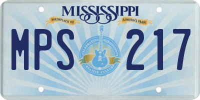 MS license plate MPS217