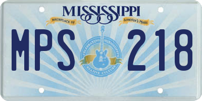 MS license plate MPS218