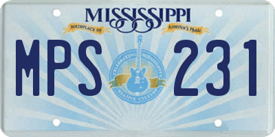 MS license plate MPS231